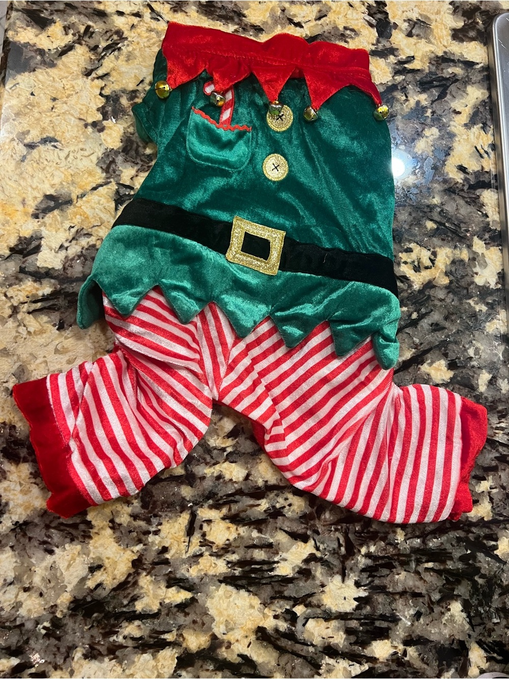 Holiday Elf DOG Costume - Green & Red